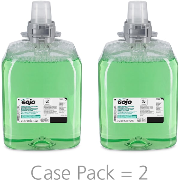Gojo 67.6 fl oz (2 L) FMX-20 Green Certified Foam Hand, Hair & Body Wash 2 PK GOJ526302 - main